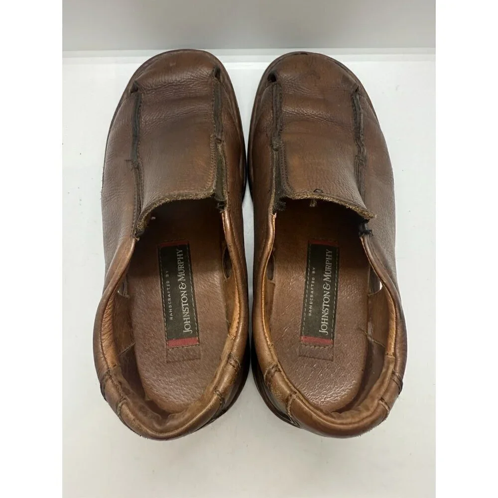 Johnston & Murphy Brown Leather Slip-On Men's Fisherman Sandals Shoes Sz 9 #8186
